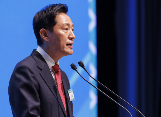 오세훈 서울시장이 2025 서울시 신년 인사회에 참석해 환영사를 하고 있다. [연합뉴스]